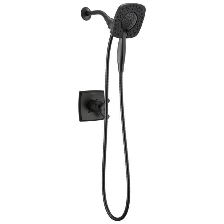 Matte Black Dual-Function Shower Trim Kit with Handheld Shower