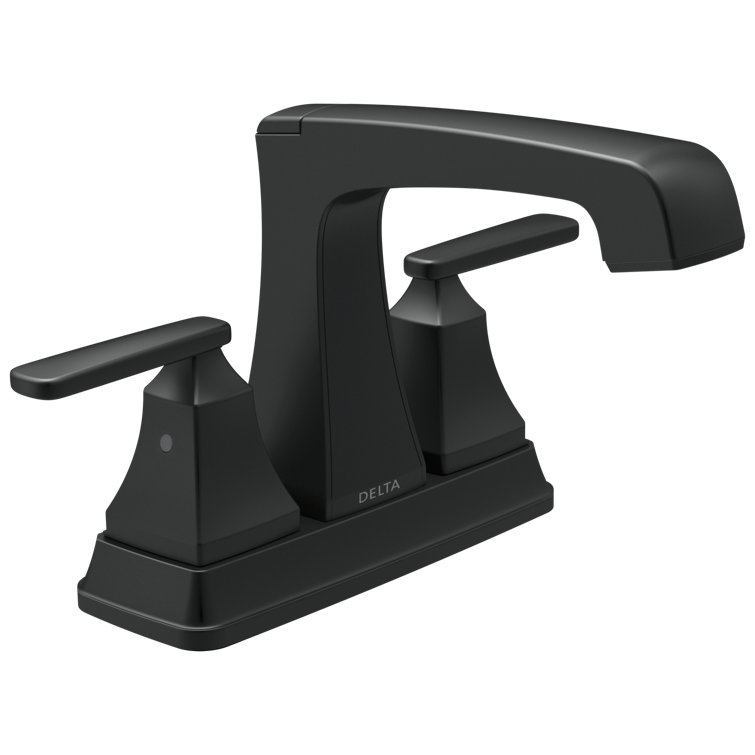 Matte Black Modern Centerset Bathroom Faucet with Drain Assembly