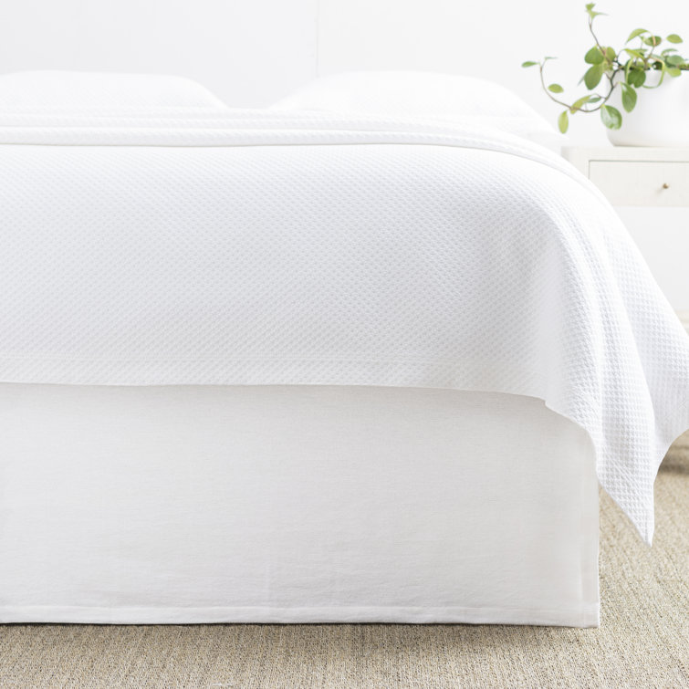 Twin White Cotton Linen Tailored Bed Skirt