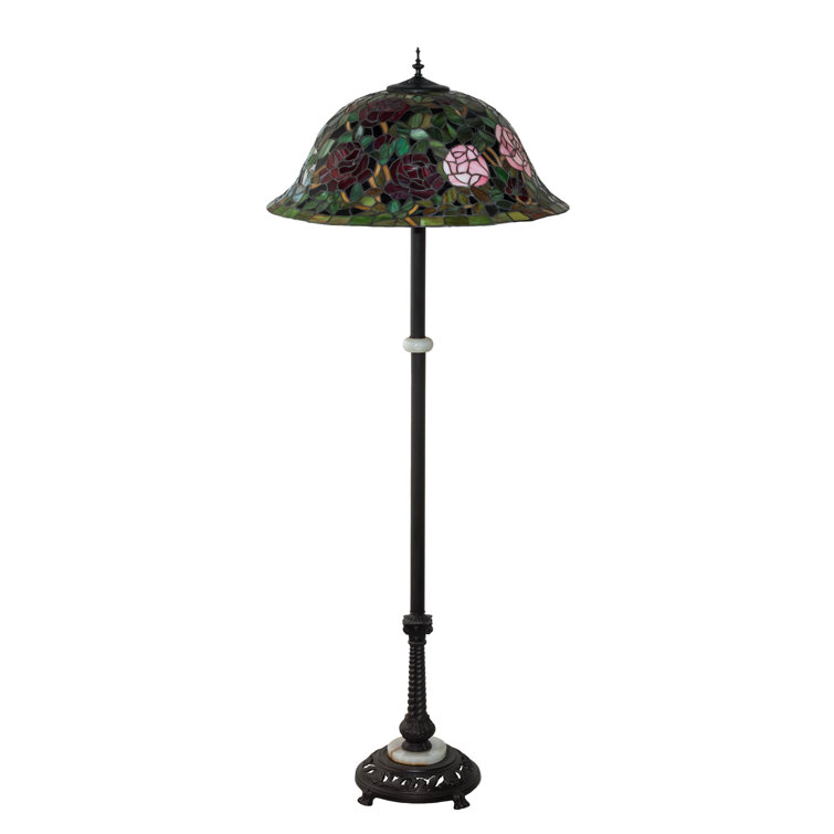 Mahogany Bronze Stained Glass 62" Floor Lamp