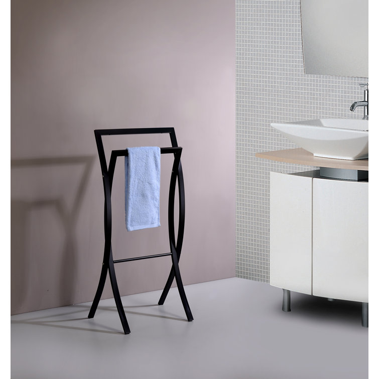 Black Metal Freestanding Contemporary Towel Rack