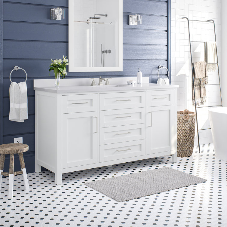 Pure White 60" Freestanding Bathroom Vanity with Single Sink