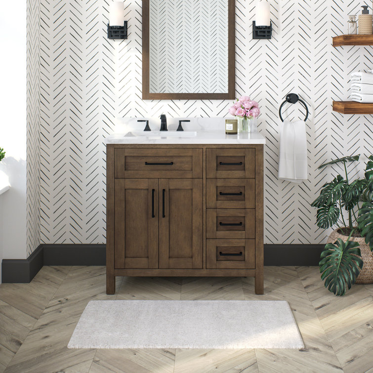 Almond Latte Freestanding Bathroom Vanity with Marble Top