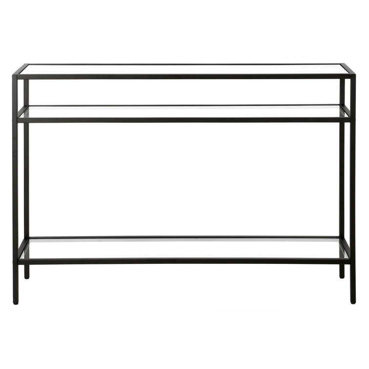 Marissa 42'' Blackened Bronze Console Table with Tempered Glass Shelves