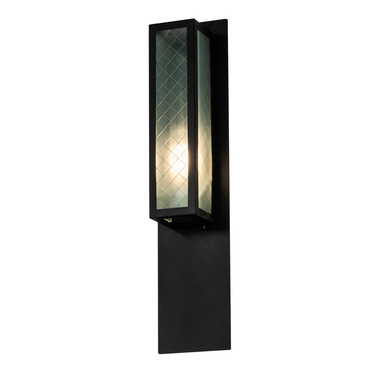 Quadrato Bronze 1-Light Wall Sconce with Frosted Wire Glass Shade
