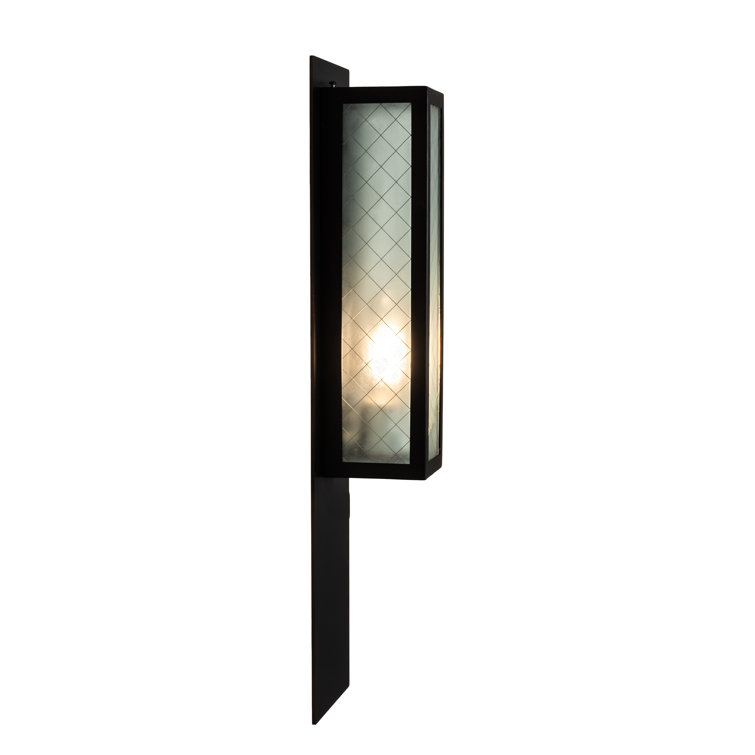 Quadrato Bronze 1-Light Wall Sconce with Frosted Wire Glass Shade