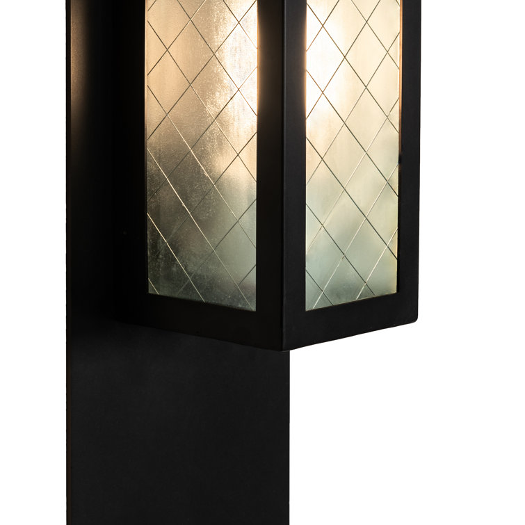 Quadrato Bronze 1-Light Wall Sconce with Frosted Wire Glass Shade