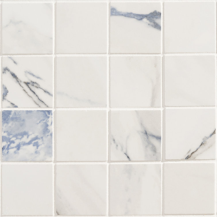 Calacatta Indigo 2" x 2" Porcelain Grid Mosaic Tile Sheet