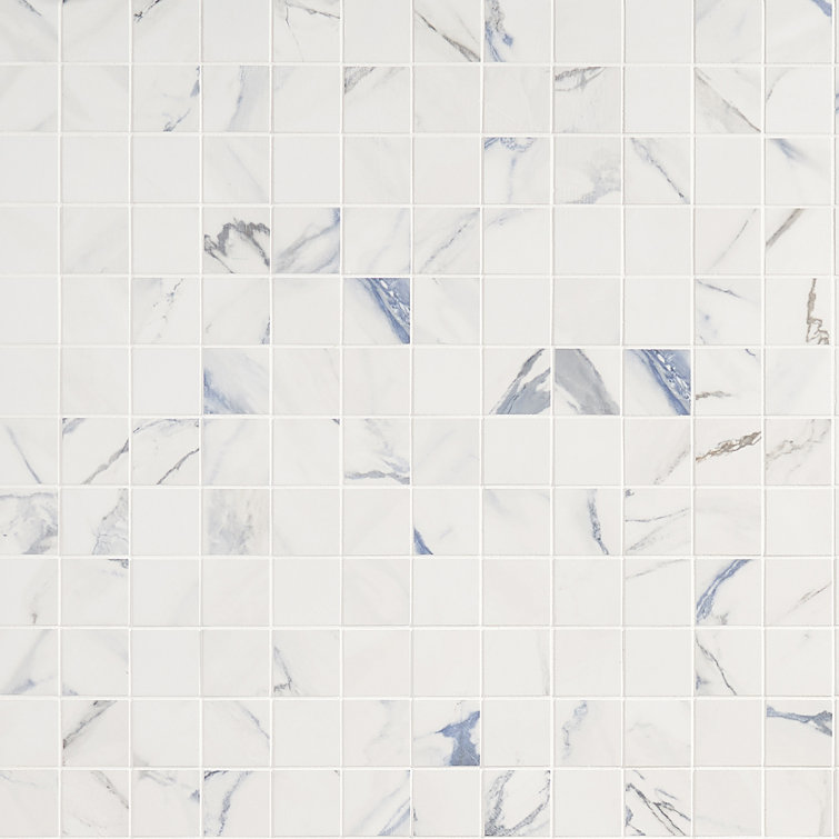 Calacatta Indigo 2" x 2" Porcelain Grid Mosaic Tile Sheet