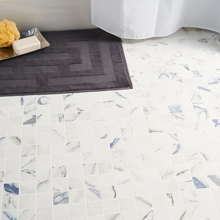 Calacatta Indigo 2" x 2" Porcelain Grid Mosaic Tile Sheet