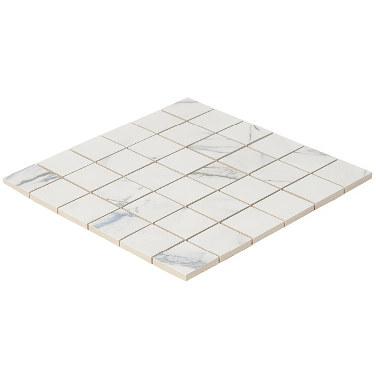 Calacatta Indigo 2" x 2" Porcelain Grid Mosaic Tile Sheet