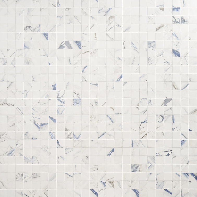 Calacatta Indigo 2" x 2" Porcelain Grid Mosaic Tile Sheet