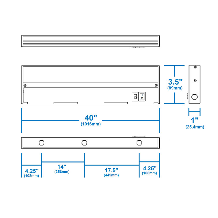 Nicor 40-Inch Nickel LED Under Cabinet Light Bar