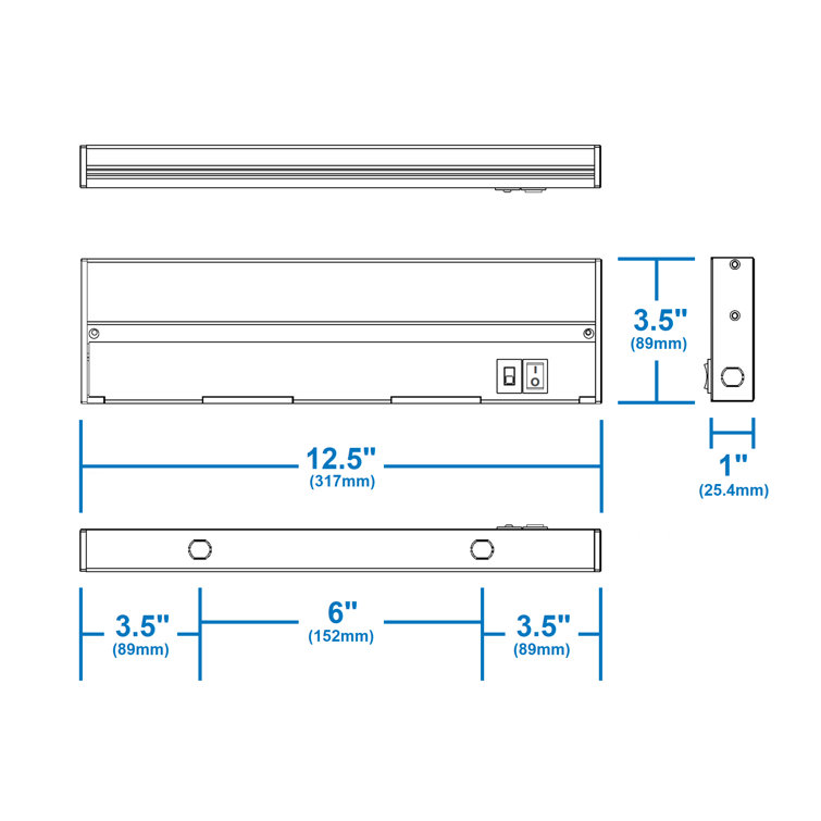 12.5'' Nickel LED Under Cabinet Light Bar
