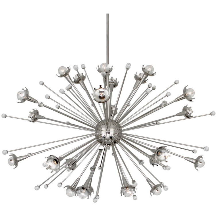 Mid-Century Radiant Sputnik 24-Light Sphere Chandelier in Polished Nickel