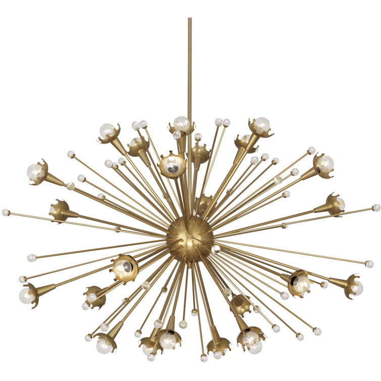 Elegant Sputnik Sphere Chandelier in Antique Brass with Crystal Accents