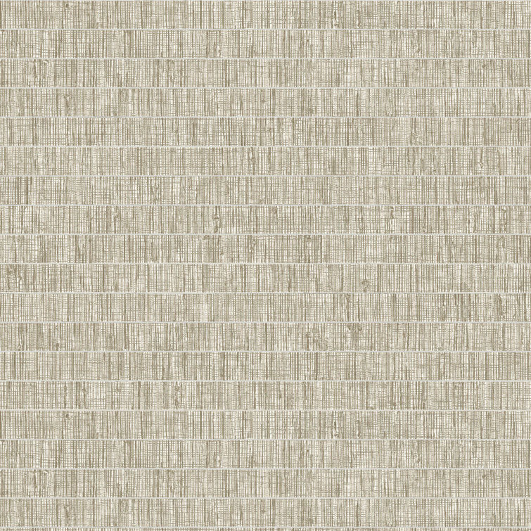 Taupe Vinyl-Coated Faux Grasscloth Embossed Wallpaper