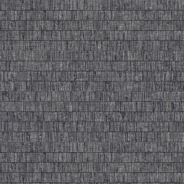 Black and Blue Faux Grasscloth Vinyl Wallpaper