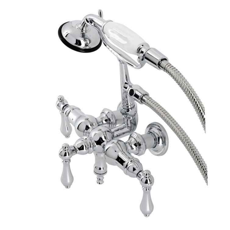 Vintage Chrome Wall Mount Clawfoot Tub Faucet with Hand Shower