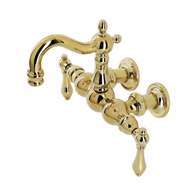 Polished Brass Wall Mount Clawfoot Tub Faucet