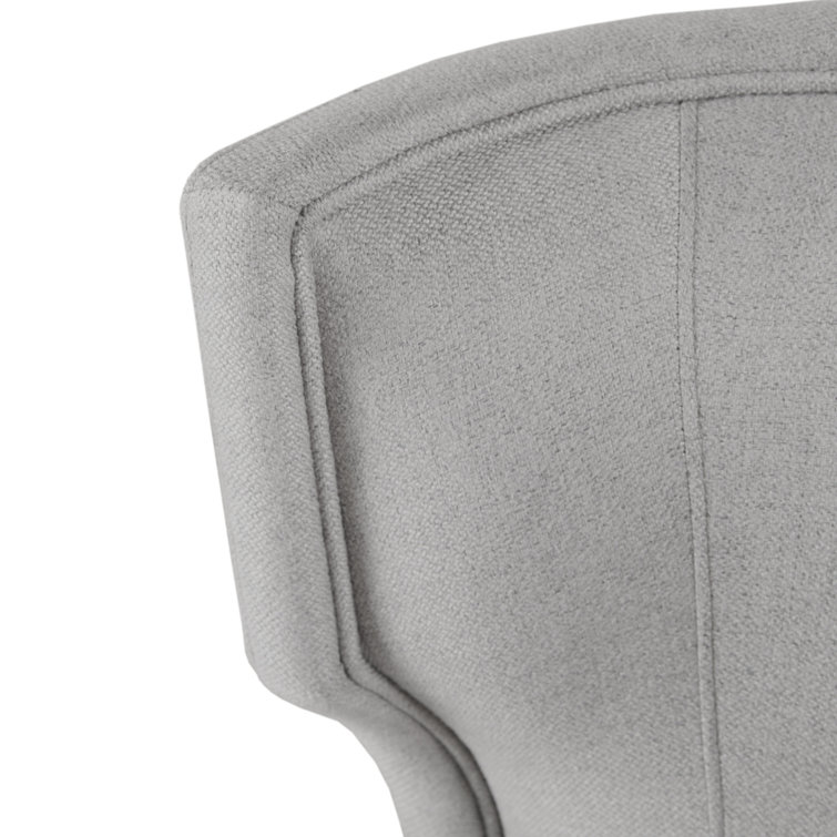 Light Gray Upholstered Wingback Dining Side Chair with Wood Legs