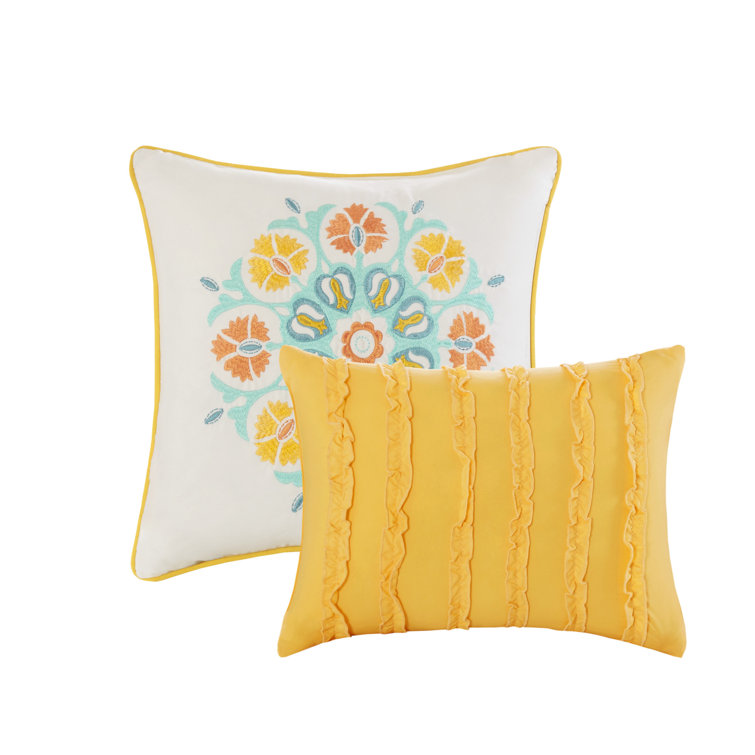White Microfiber Twin Boho Floral Comforter Set