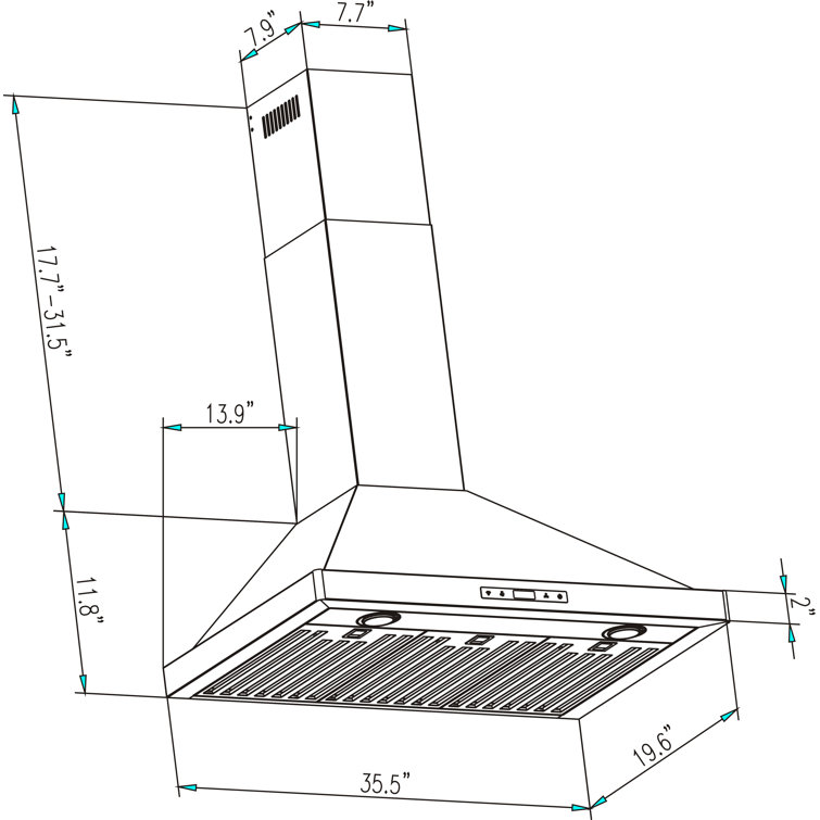 36" Stainless Steel Wall Mount Range Hood with Touch Controls