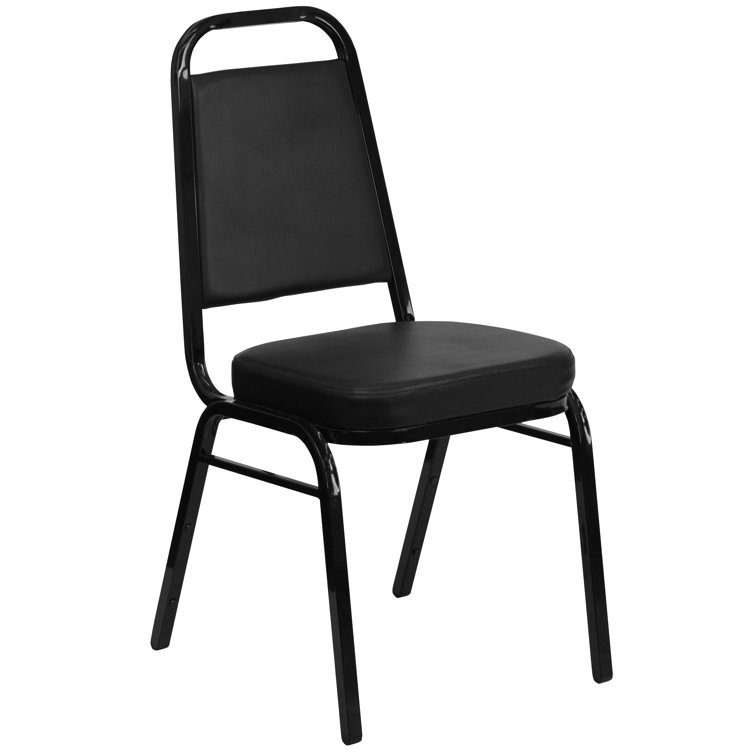 Elegant Black Vinyl Banquet Chair with Powder-Coated Steel Frame