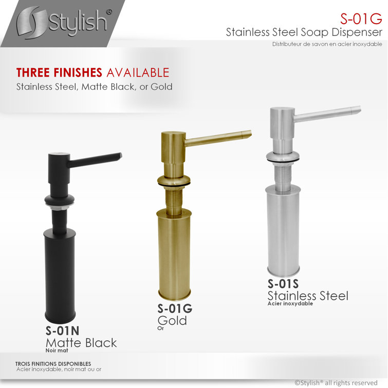 Matte Black Stainless Steel Kitchen Sink Soap Dispenser
