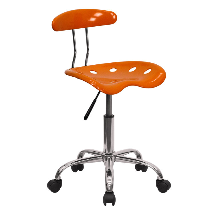 Orange Adjustable Swivel Backless Metal Task Stool