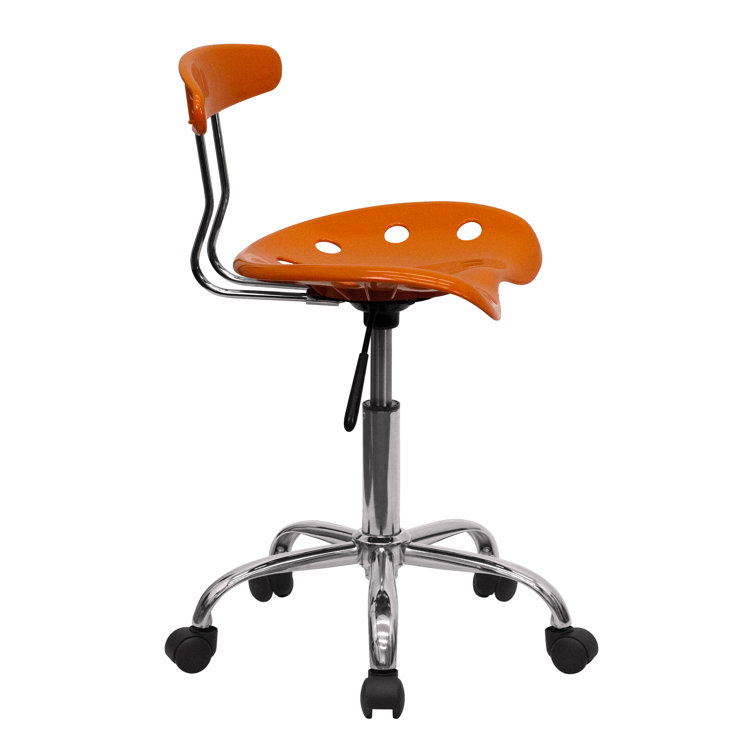 Orange Adjustable Swivel Backless Metal Task Stool