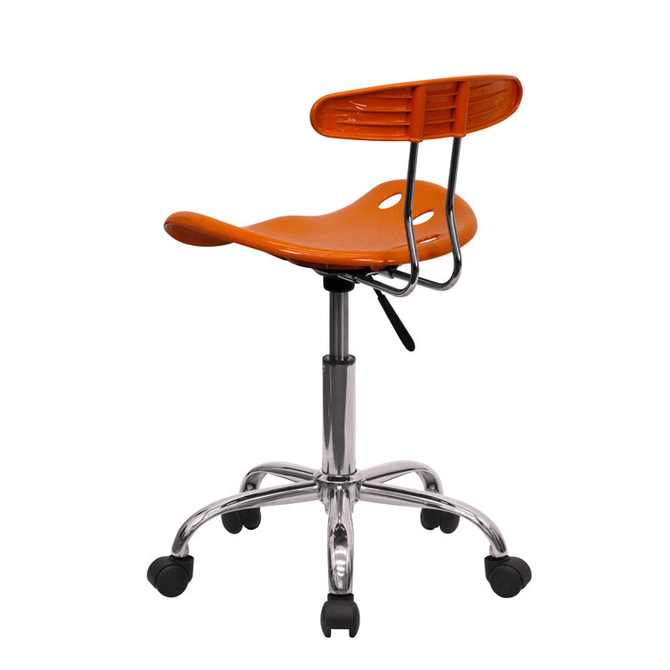 Orange Adjustable Swivel Backless Metal Task Stool