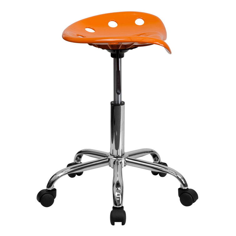 Orange Adjustable Swivel Backless Metal Task Stool