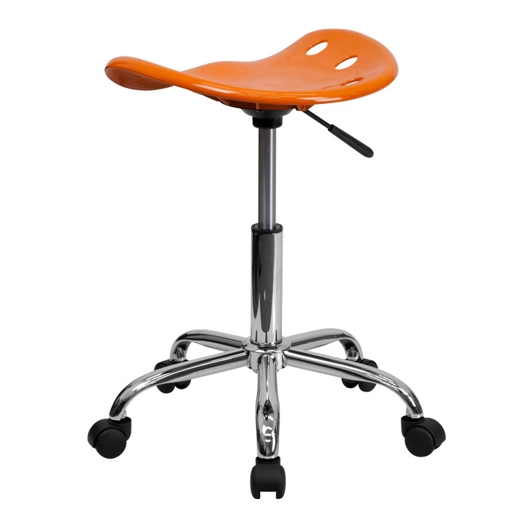 Orange Adjustable Swivel Backless Metal Task Stool