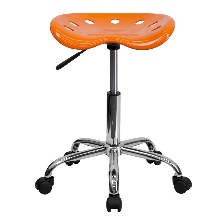 Orange Adjustable Swivel Backless Metal Task Stool