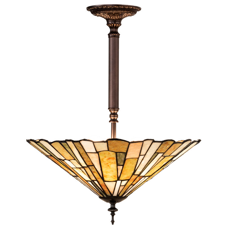 Lemaire 3-Light Mahogany Bronze Chandelier with Jadestone Shade