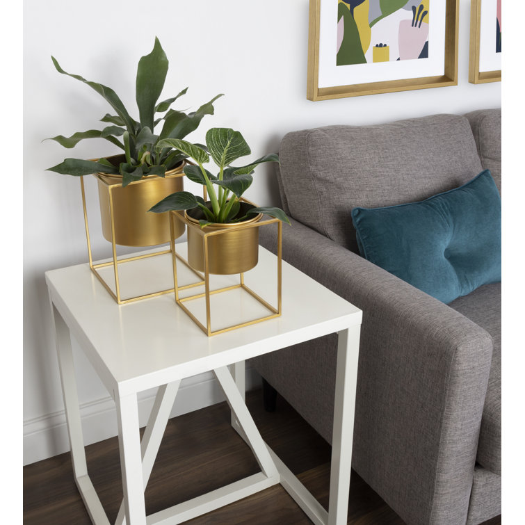 Gold Metal Geometric Frame Planter Set of 2
