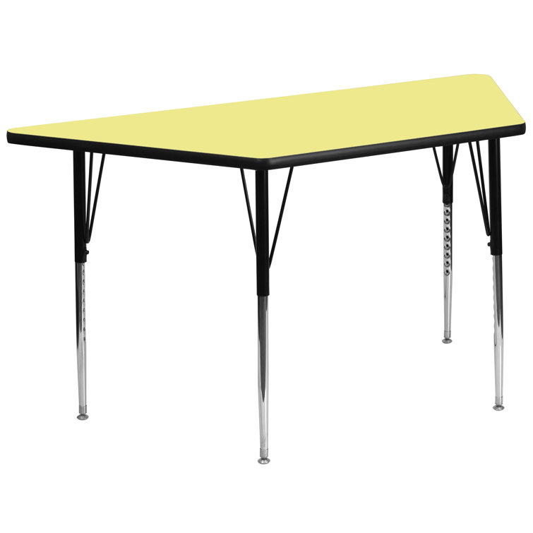 Gray Trapezoid Metal Activity Table with Adjustable Legs