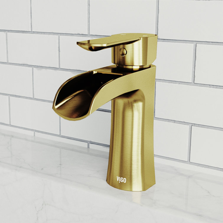 Paloma Matte Brushed Gold Single-Hole Waterfall Bathroom Faucet