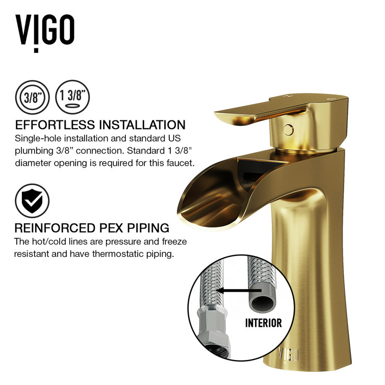 Paloma Matte Brushed Gold Single-Hole Waterfall Bathroom Faucet