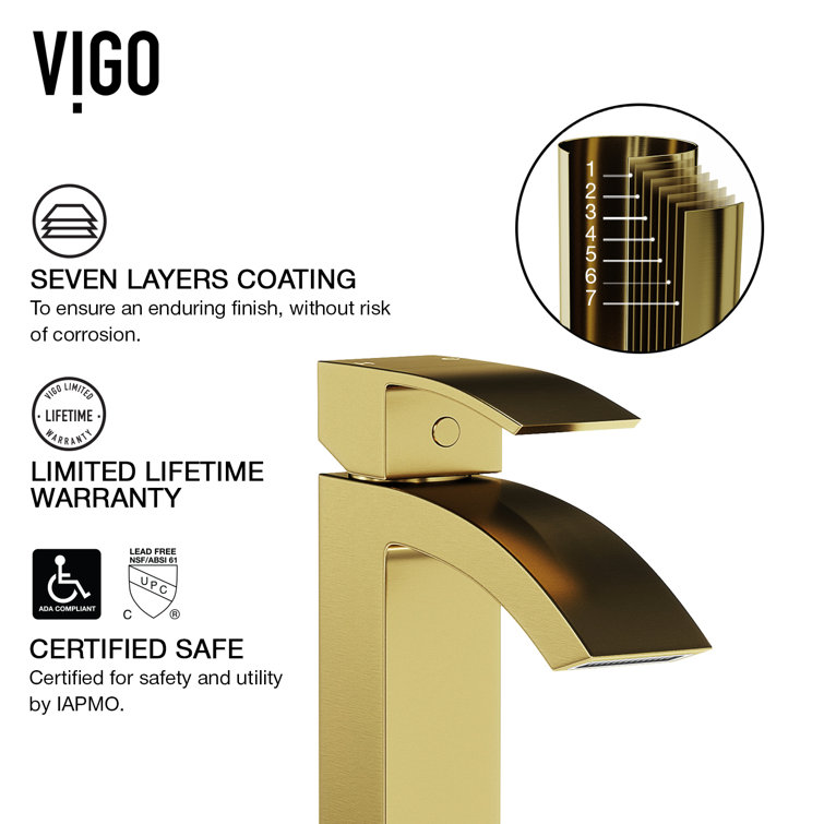 Paloma Matte Brushed Gold Single-Hole Waterfall Bathroom Faucet