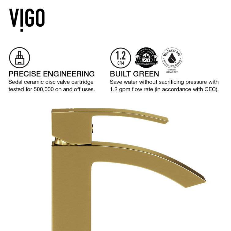 Paloma Matte Brushed Gold Single-Hole Waterfall Bathroom Faucet