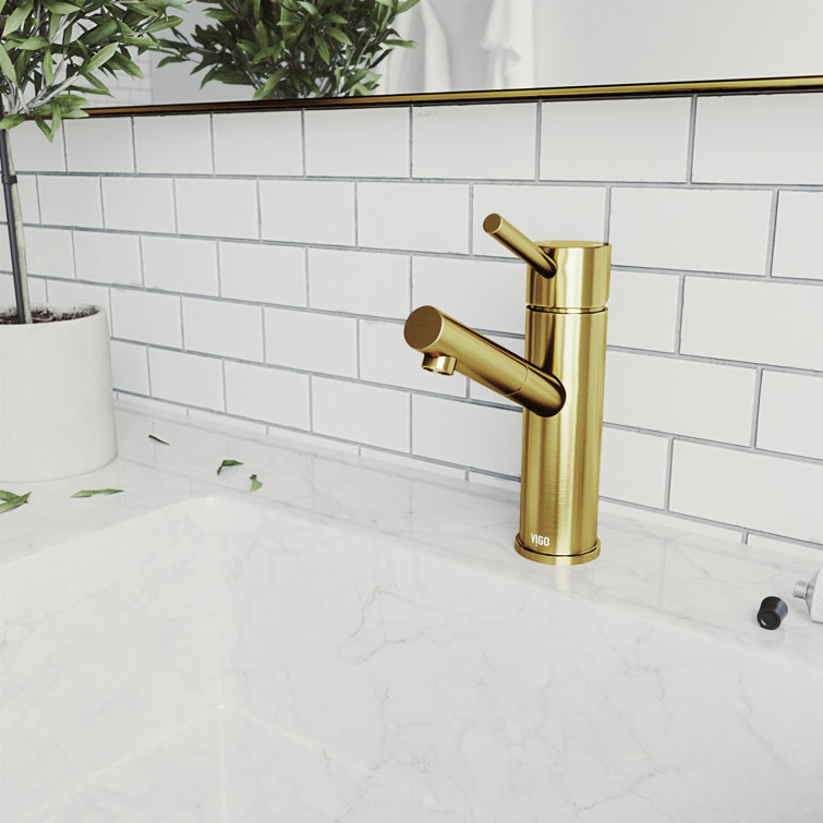 Noma 7.75" Matte Gold Single Handle Deck-Mount Bathroom Faucet