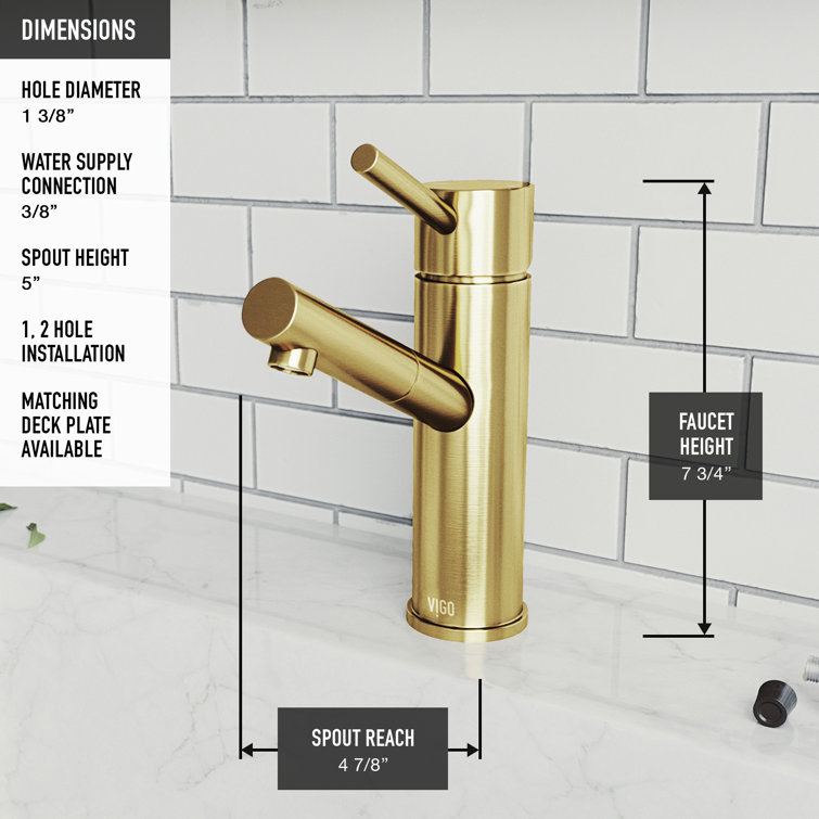 Noma 7.75" Matte Gold Single Handle Deck-Mount Bathroom Faucet