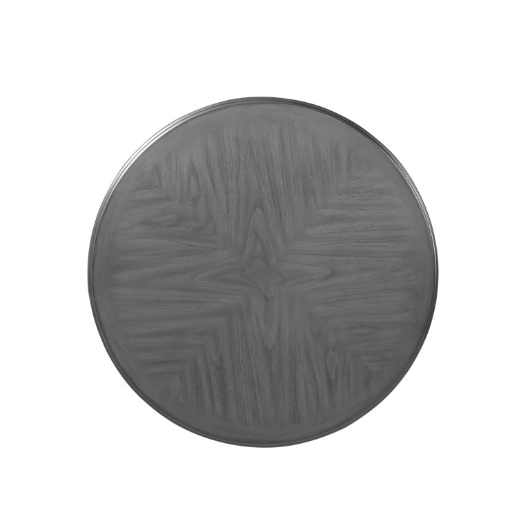 Gray Round Solid Wood Dining Set with Cushioned Chairs