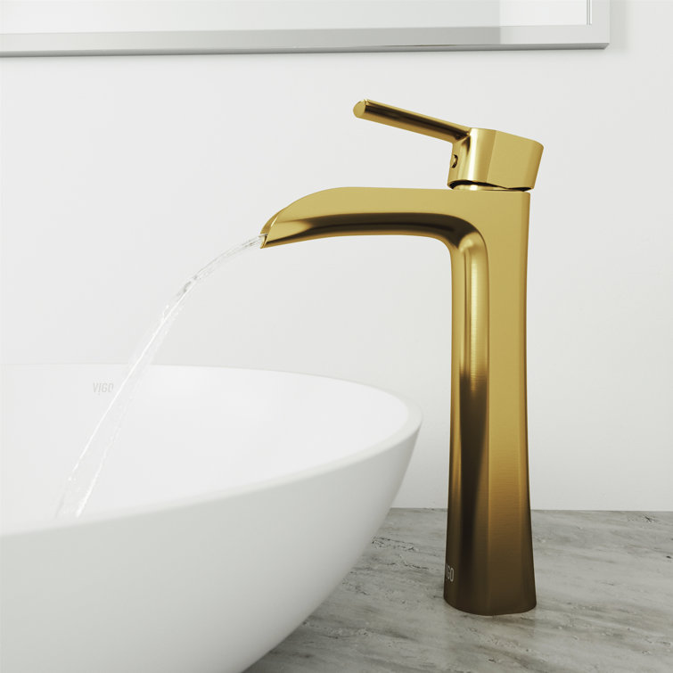 Niko 10.5" Waterfall Vessel Bathroom Faucet in Matte Gold