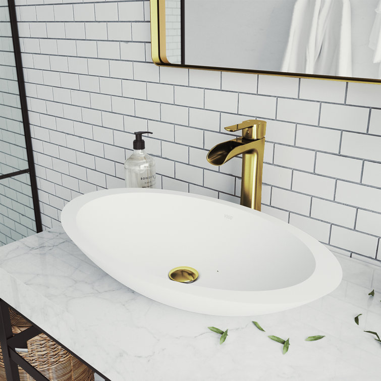Niko 10.5" Waterfall Vessel Bathroom Faucet in Matte Gold