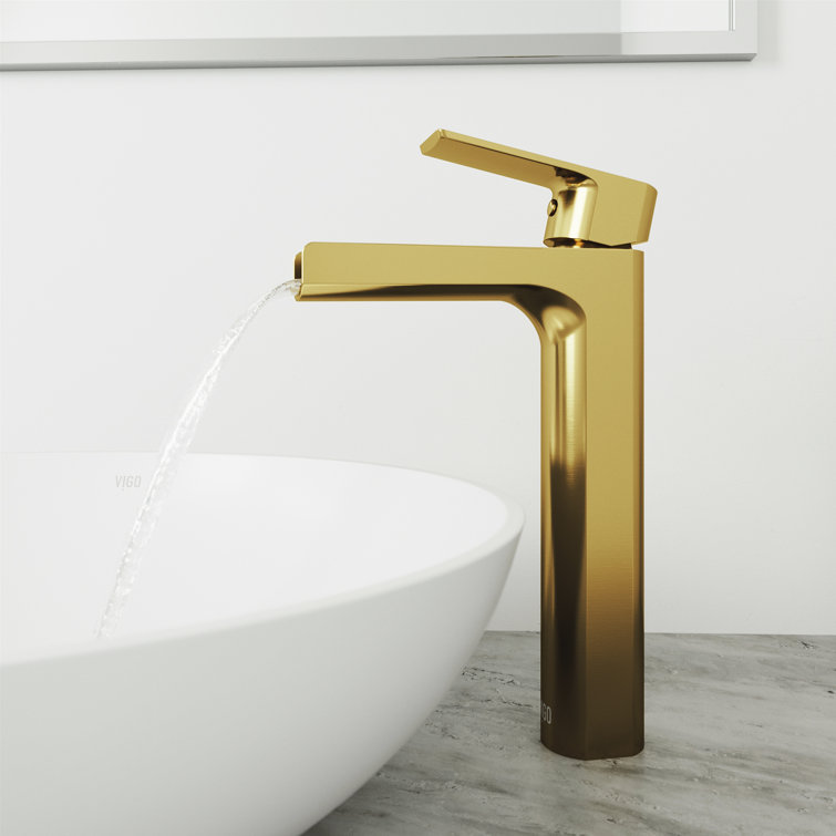 Amada Matte Brushed Gold Waterfall Vessel Sink Faucet