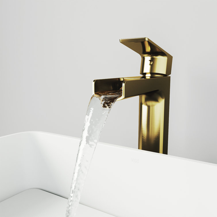 Amada Matte Brushed Gold Waterfall Vessel Sink Faucet