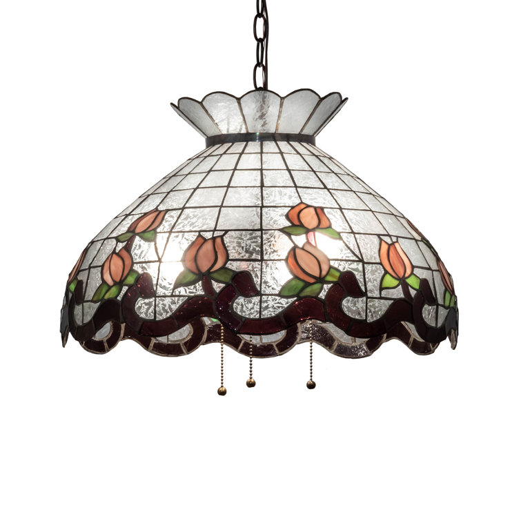 Elegant Roseborder 20" Bronze Globe Pendant with Stained Glass
